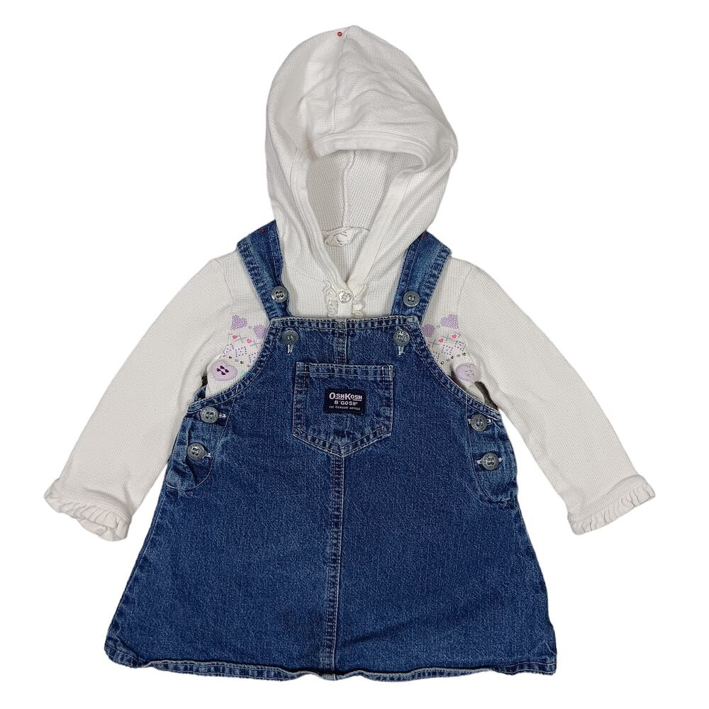 OshKosh Bgosh Denim Dress 12mo and Faded Glory Hoodie top